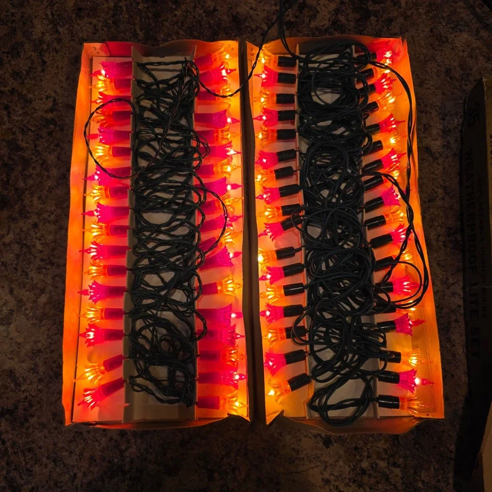 VTG Lot of 2 Kurt Adler Soff Glo 35 Tulip Flower Christmas Light Sets